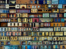 Petit Windows, balcons, étalages, baie Windows, milieux, abstractions photos libres de droits Petit Windows, balcons, étalages, baie Windows, milieux, abstractions photos libres de droits