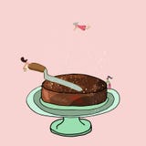 Petite femelle mignonne préparant un gâteau géant de cocolate illustration de vecteur Petite femelle mignonne préparant un gâteau géant de cocolate illustration de vecteur