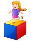 Petite fille jouant avec le bloc coloré illustration libre de droits Petite fille jouant avec le bloc coloré illustration libre de droits