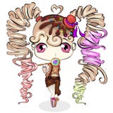 Petite fille mignonne de bande dessinée avec la sucrerie douce Conception de personnages illustration de vecteur Petite fille mignonne de bande dessinée avec la sucrerie douce Conception de personnages illustration de vecteur