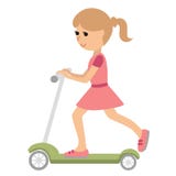 Petite fille mignonne sur le scooter illustration libre de droits Petite fille mignonne sur le scooter illustration libre de droits