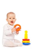 Petite pièce d'enfant avec des jouets sur le fond blanc photos libres de droits Petite pièce d'enfant avec des jouets sur le fond blanc photos libres de droits