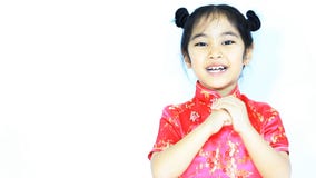 Petite salutation chinoise asiatique heureuse d'enfant banque de vidéos Petite salutation chinoise asiatique heureuse d'enfant banque de vidéos