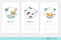 Pets Business Brochure. Linear Thin Line Icons with Dog Cat Bird and Fish Royalty Free Stock Photo Pets Business Brochure. Linear Thin Line Icons with Dog Cat Bird and Fish Royalty Free Stock Photo