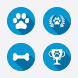Pets иконы Знак лапки собаки Лавровый венок победителя иллюстрация вектора Pets иконы Знак лапки собаки Лавровый венок победителя иллюстрация вектора