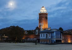Phare de Kolobrzeg à la soirée Photo stock Phare de Kolobrzeg à la soirée Photo stock