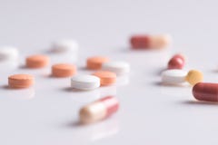 Pharmacy theme, medicine tablets antibiotic pills. Royalty Free Stock Photo Pharmacy theme, medicine tablets antibiotic pills. Royalty Free Stock Photo