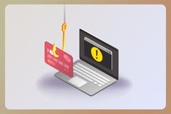 Phishing v?a el ejemplo isom?trico del concepto del vector de Internet stock de ilustración Phishing v?a el ejemplo isom?trico del concepto del vector de Internet stock de ilustración
