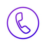 Phone icon. Handset in a circle. Purple gradient stock illustration Phone icon. Handset in a circle. Purple gradient stock illustration