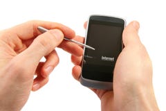 Phone With Touch Screen In The Hands Stock Photography