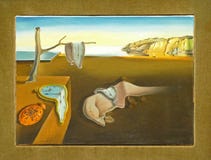 Photo of the famous original painting: `The Persistence of Memory` painted by Salvador Dali