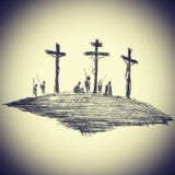 Photo Illustration Drawing In Pencil Strokes In Black On A Religious Theme Crucified Christ On Calvary On A Beige Background With Stock Photography Photo Illustration Drawing In Pencil Strokes In Black On A Religious Theme Crucified Christ On Calvary On A Beige Background With Stock Photography