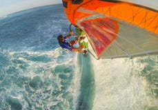 windsurfing action jibe