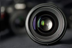 Photo Lens Front View On Blurred Camera Stock Photography