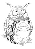 Photo noire d'un hibou, café potable illustration de vecteur Photo noire d'un hibou, café potable illustration de vecteur