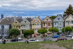 Beautiful Painted Ladies in Alamo Square, San Francisco royalty free stock photography Beautiful Painted Ladies in Alamo Square, San Francisco royalty free stock photography