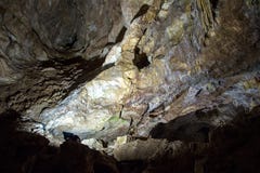 Photo of rocks in karst cave. Artificial lighting royalty free stock photos Photo of rocks in karst cave. Artificial lighting royalty free stock photos