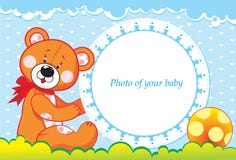 Photoframe With Bear Cub Stock Photography
