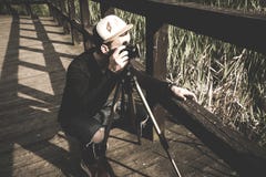 Photographer on bridge Stock Photos Photographer on bridge Stock Photos