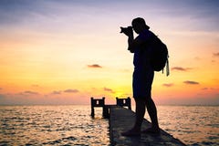 Photographer at the sunset Royalty Free Stock Photo Photographer at the sunset Royalty Free Stock Photo
