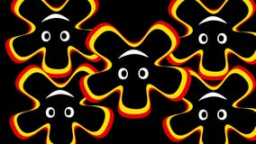 Physiognomie tournante de sourire riante, cinq visages de rotation dans la dynamique sur un fond noir Physiognomie tournante de sourire riante, cinq visages de rotation dans la dynamique sur un fond noir