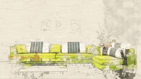 Pi?ce blanche avec le sofa illustration stock Pi?ce blanche avec le sofa illustration stock