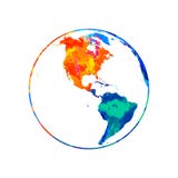 Pianeta Terra astratto da spruzzata degli acquerelli Globo della mappa di mondo illustrazione di stock Pianeta Terra astratto da spruzzata degli acquerelli Globo della mappa di mondo illustrazione di stock