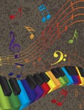 Piano Wavy Border with 3D Colorful Keys and Music Royalty Free Stock Images Piano Wavy Border with 3D Colorful Keys and Music Royalty Free Stock Images