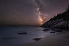 Piasek plaża w Acadia przy nocą obraz royalty free Piasek plaża w Acadia przy nocą obraz royalty free