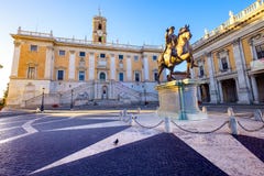 Piazza del Campidoglio en el top de la colina de Capitoline, Roma Fotografía de archivo Piazza del Campidoglio en el top de la colina de Capitoline, Roma Fotografía de archivo
