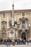Piazza del Duomo in Catanië, Sicilië Italië Obelisk met olifant royalty-vrije stock fotografie Piazza del Duomo in Catanië, Sicilië Italië Obelisk met olifant royalty-vrije stock fotografie