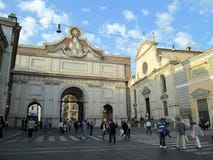 Piazza del Popolo en av de bästa bekanta ställena i Rome Italien Europa royaltyfria foton Piazza del Popolo en av de bästa bekanta ställena i Rome Italien Europa royaltyfria foton