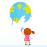 Piccolo artista - terra della pittura del bambino (pianeta) royalty illustrazione gratis Piccolo artista - terra della pittura del bambino (pianeta) royalty illustrazione gratis