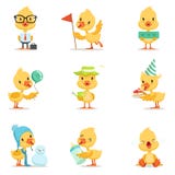 Piccolo insieme giallo di Duck Chick Different Emotions And Situations delle illustrazioni sveglie di Emoji royalty illustrazione gratis Piccolo insieme giallo di Duck Chick Different Emotions And Situations delle illustrazioni sveglie di Emoji royalty illustrazione gratis