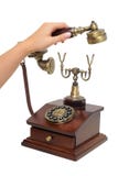 Picking Up Old-fashioned Phone Receiver Royalty Free Stock Photography Picking Up Old-fashioned Phone Receiver Royalty Free Stock Photography