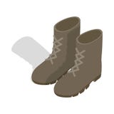 Pictogram van gevechts het militaire laarzen, isometrische 3d stijl stock illustratie Pictogram van gevechts het militaire laarzen, isometrische 3d stijl stock illustratie