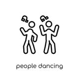 Pictogram van het mensen het Dansende pictogram In moderne vlakke lineaire vectorpeopl vector illustratie Pictogram van het mensen het Dansende pictogram In moderne vlakke lineaire vectorpeopl vector illustratie