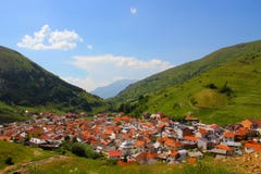 Picture Of A Mountain On The Village Brod. Stock Photo