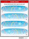 Picture riddle with mirrored rows of candy canes stock illustration Picture riddle with mirrored rows of candy canes stock illustration