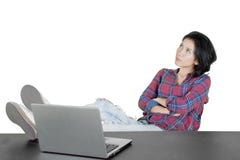 Young female student thinking an idea Stock Photography Young female student thinking an idea Stock Photography