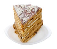 Piece Of Home Made Honey Cake On Plate Stock Photography