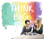 Piense el concepto creativo del optimismo de la inspiración de la actitud grande imagen de archivo Piense el concepto creativo del optimismo de la inspiración de la actitud grande imagen de archivo