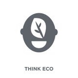 Piense el icono del eco de la colección de la ecología stock de ilustración Piense el icono del eco de la colección de la ecología stock de ilustración