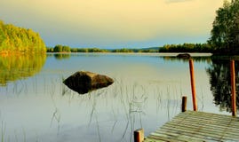 Pier At Lake After Sunset Stock Photo Pier At Lake After Sunset Stock Photo