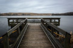 Pier On Lake In Northern Illinois at Sunset royalty free stock photos Pier On Lake In Northern Illinois at Sunset royalty free stock photos
