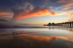 Sunset at Naples Pier royalty free stock photography Sunset at Naples Pier royalty free stock photography