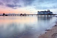 Pier with restaurant at the Baltic Sea, Germany Royalty Free Stock Photos Pier with restaurant at the Baltic Sea, Germany Royalty Free Stock Photos