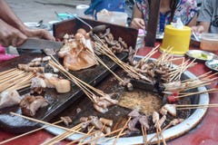 Pig tail- Myanmar street food in Burma royalty free stock photos Pig tail- Myanmar street food in Burma royalty free stock photos