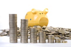Piggy Bank And Coins Chart Stock Images