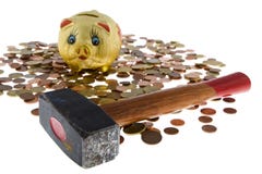 Piggy Bank With Small Change Stock Images